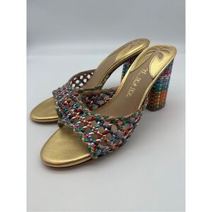 Antonio Melani The Nat Note Rainbow metallic mule sandal heel leather size 6
